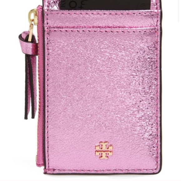 Tory Burch Handbags - NEW (Tory Burch) crinkle metallic card case, pink